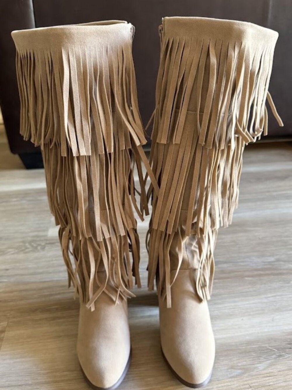 Boho Beige Fringed Layered Tassel Boots ROMEY-10 Size 7.5